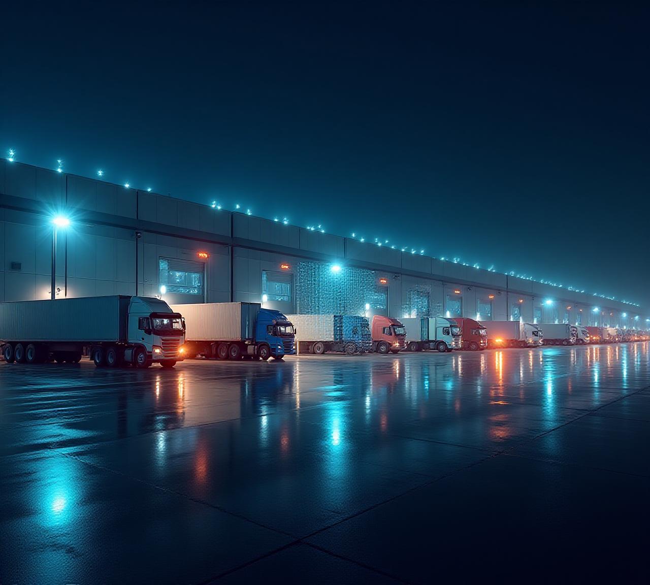 Modern logistics distribution center with high-tech tracking